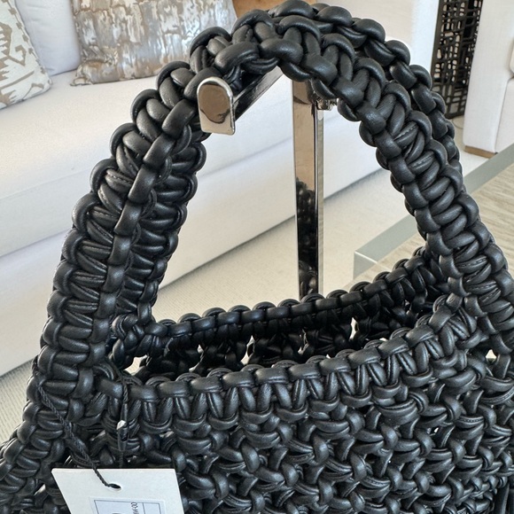 Yuzefi Mini Woven Black Basket Fringe Bag NWT - Picture 4 of 12